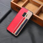 Wholesale Galaxy S9+ (Plus) Striped Hand Strap Grip Holder PU Leather Case (Red)